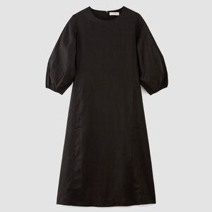 Everlane Women's Linen A-Line Midi Dress in Black, Size 10